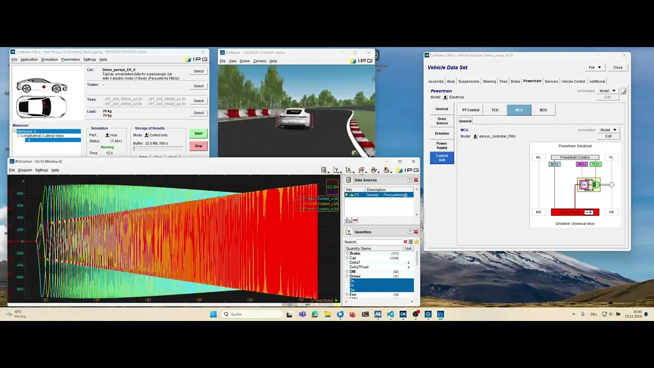 Preview image: OverDrive FMUs in IPG CarMaker – demo vehicle with one electric motor
